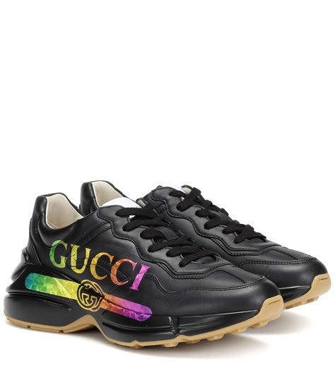 gucci rhyton sneakers men's black|Gucci rhyton mixed media sneakers.